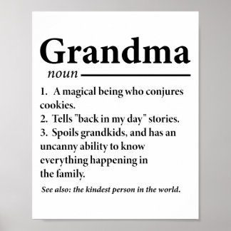 Grandma Definition Funny Grandmor Grandmas Poster
