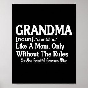 Grandma Definition funny som säger för mormor Mo Poster