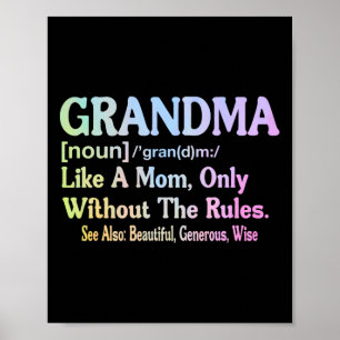 Grandma Definition funny som säger för mormor Mo Poster