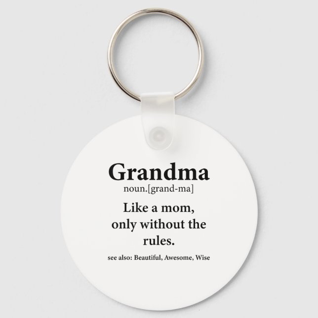 Grandma Definition Like Mom Without Rules Funny Gr Nyckelring (Framsida)