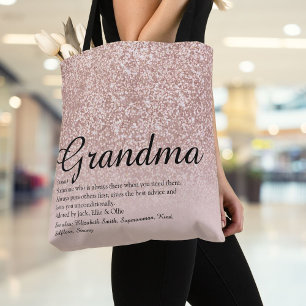 Grandma Definition Script Ro Guld Glitter Tygkasse