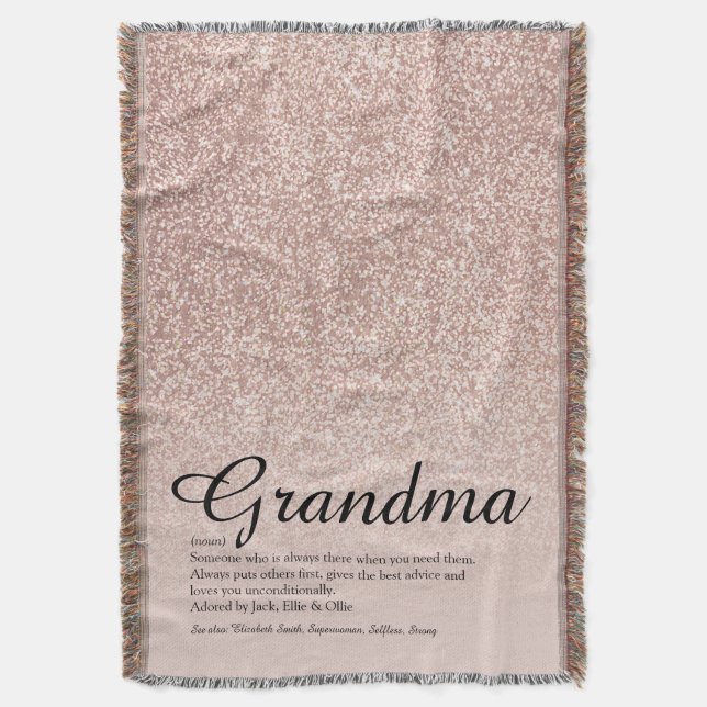 Grandma Definition Skript Rosa Glitter Filt (Framsidan Vertikal)