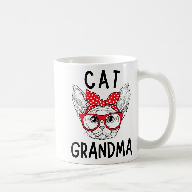 Grandma Devon Rex Cat Lovers Cat Nana Mors dag Kaffemugg (Höger)