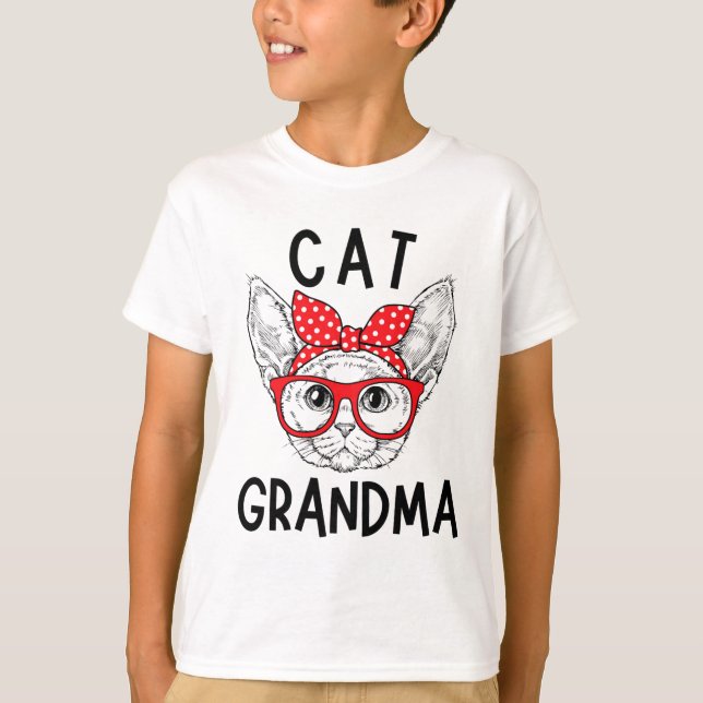Grandma Devon Rex Cat Lovers Cat Nana Mors dag T Shirt (Framsida)