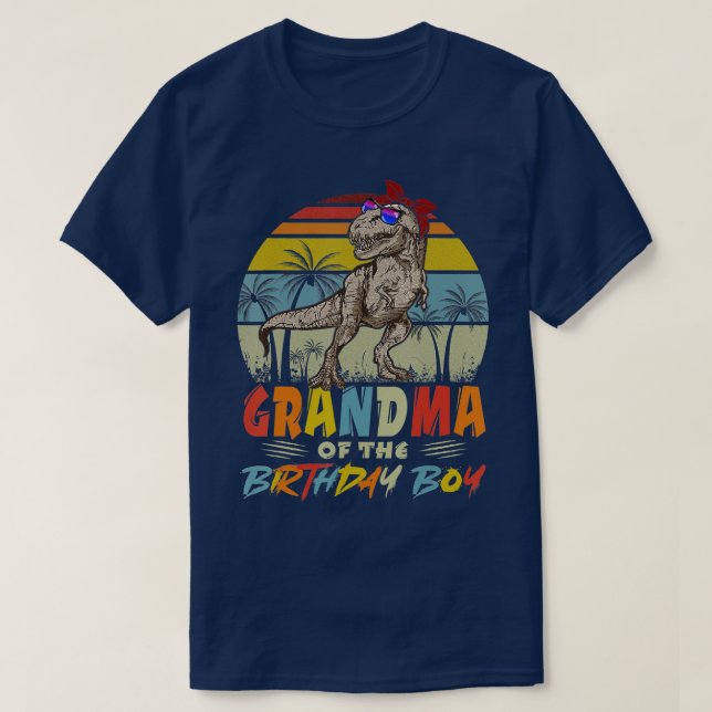 Grandma Dinosaur Birthday Boy Mamma Matching Famil T Shirt (Design framsida)