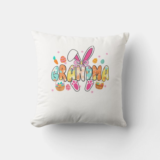Grandma Easter Grandma Coquette Bunny Ears Eggs Ba Kudde (Framsida)
