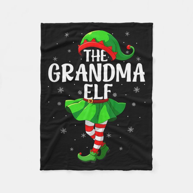 Grandma Elf Christmas Girls Women Elf Squad Xmas F Fleecefilt (Framsidan)