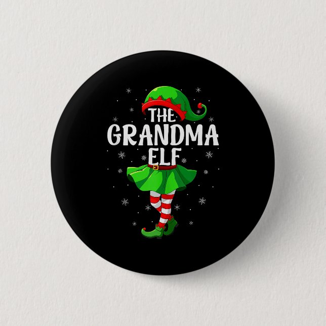 Grandma Elf Christmas Girls Women Elf Squad Xmas F Knapp (Framsida)