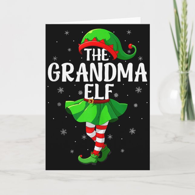 Grandma Elf Christmas Girls Women Elf Squad Xmas F Kort (Framsida)