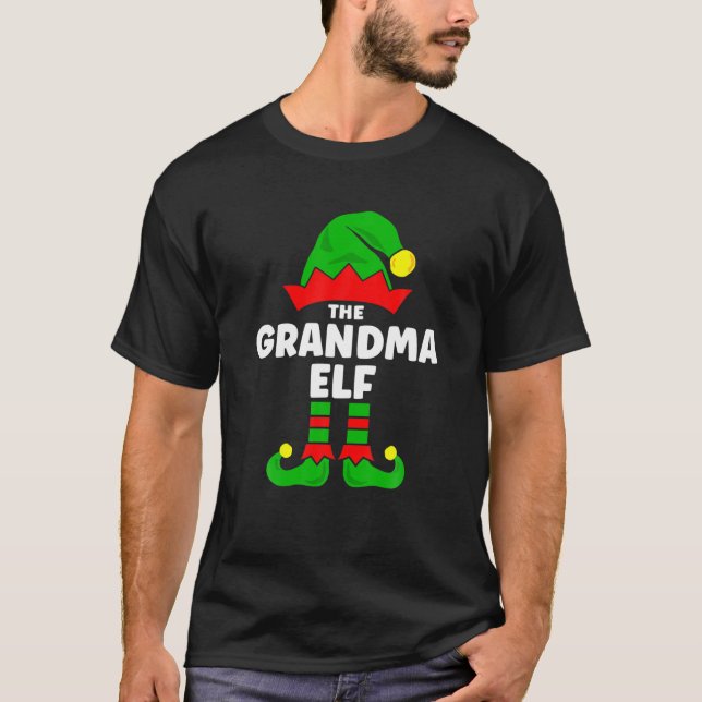 Grandma Elf - Dekorationer för julmatchning T Shirt (Framsida)