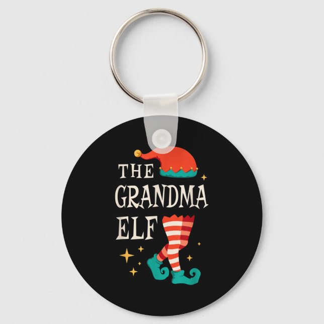 Grandma Elf Family Matching Group Christmas Grandm Nyckelring (Framsida)