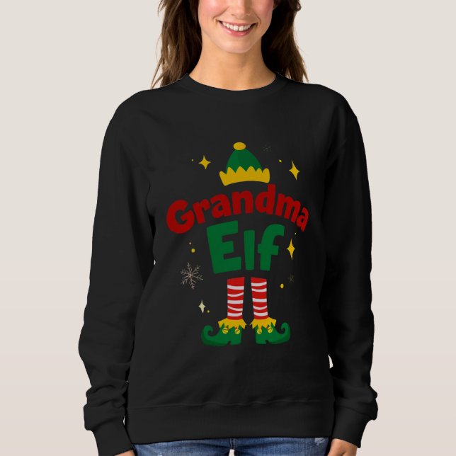 Grandma Elf Festive Family Pajama Top T Shirt (Framsida)