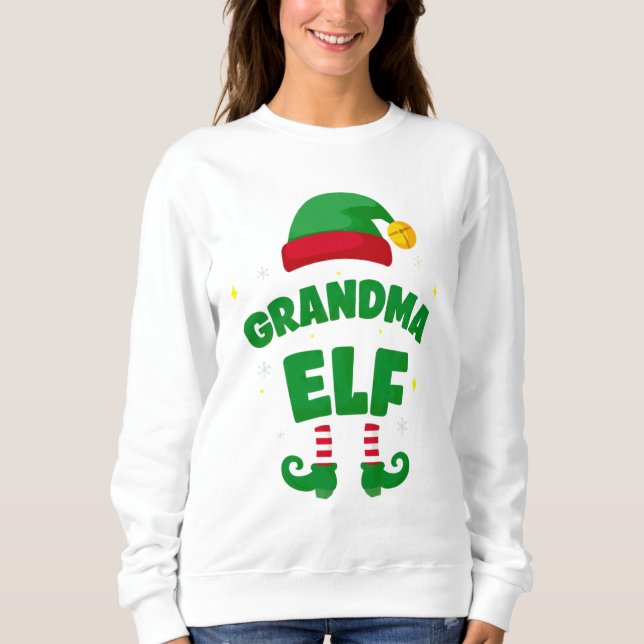 Grandma Elf Festive Family Pajama Top T Shirt (Framsida)