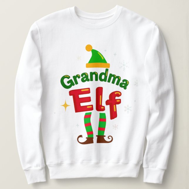 Grandma Elf Festive Family Pajama Top T Shirt (Design framsida)