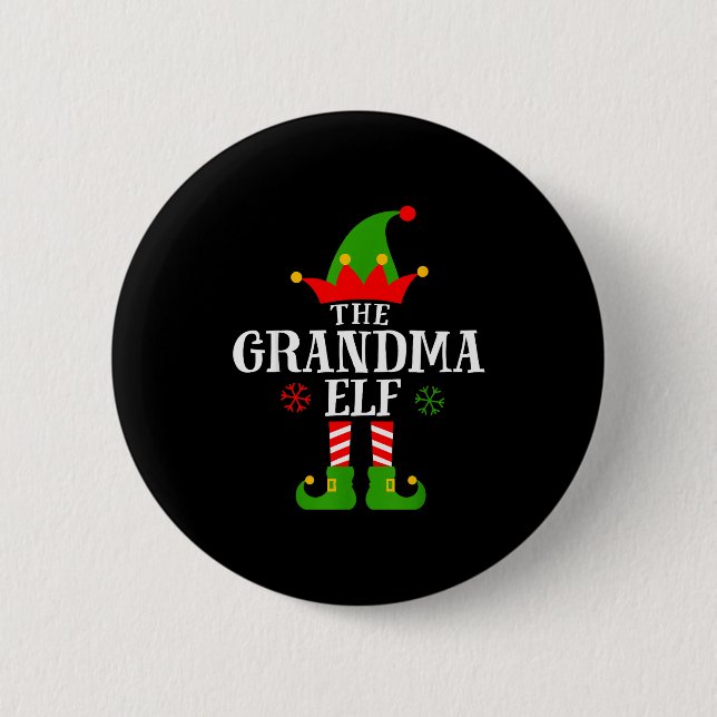 Grandma Elf Funny Matching Family Christmas Pajama Knapp (Framsida)