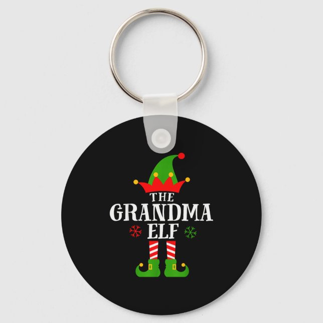 Grandma Elf Funny Matching Family Christmas Pajama Nyckelring (Framsida)