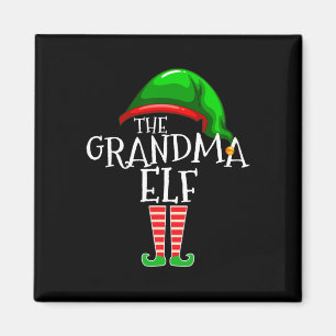 Grandma Elf Group Matching Family jul Magnet