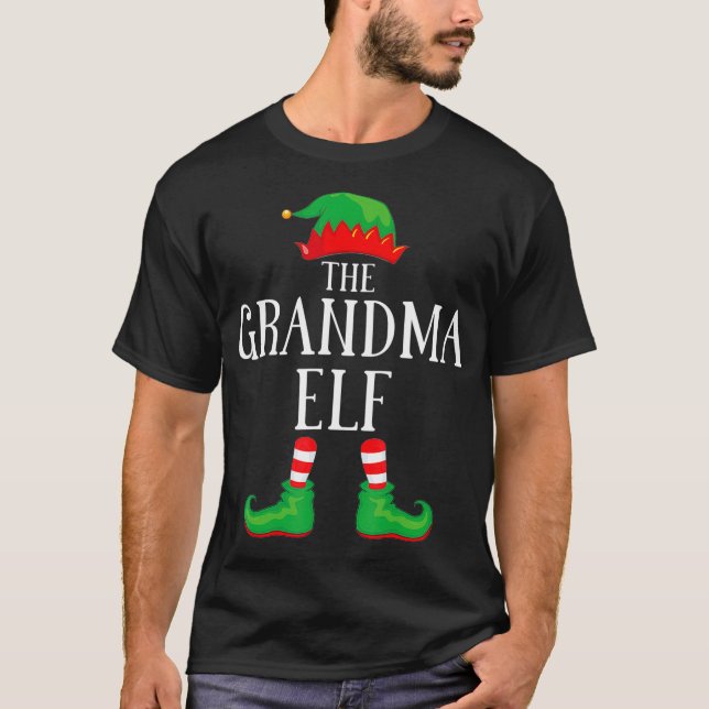 Grandma Elf Matching Group Xmas Funny Family Chris T Shirt (Framsida)