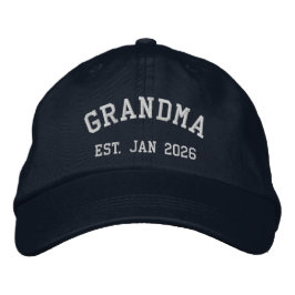 Grandma Est. 2026 Custom Embroidered Hat Broderad Keps