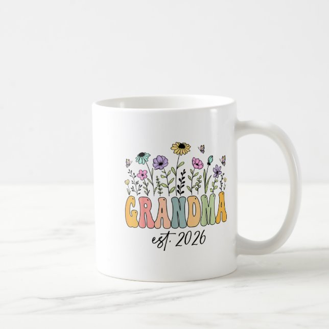 Grandma Est. 2026 Wildflower Promoted To Grandma  Kaffemugg (Höger)