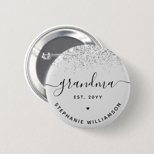 Grandma Est Glitter Confetti Anpassningsbar Grandm Knapp (Framsida & baksida)