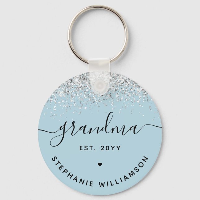 Grandma Est Glitter Confetti Anpassningsbar Grandm Nyckelring (Framsida)