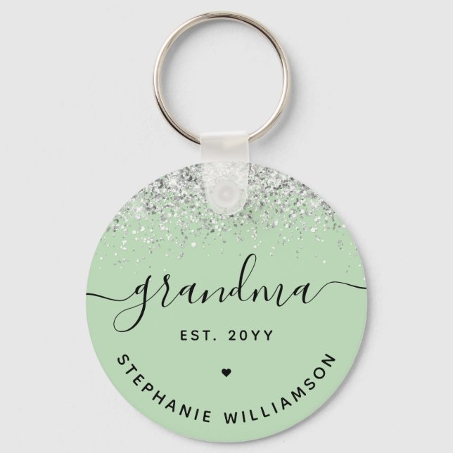 Grandma Est Glitter Confetti Anpassningsbar Grandm Nyckelring (Framsida)