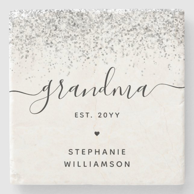 Grandma Est Glitter Confetti Anpassningsbar Grandm Stenunderlägg (Framsidan)