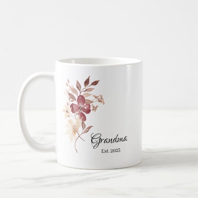 Grandma Est. Year – New Grandma Announcement Kaffemugg (Vänster)