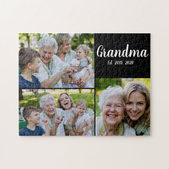 Grandma Established Modern Script Black 3 Photo Pussel (Horisontell)