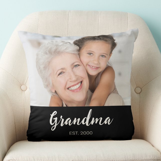 Grandma Established Modern Script Photo Kudde (Skapare uppladdad)
