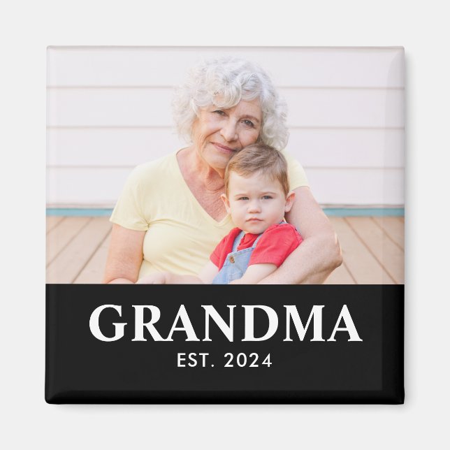 Grandma Established Photo Grandparent's Day Magnet (Framsidan)
