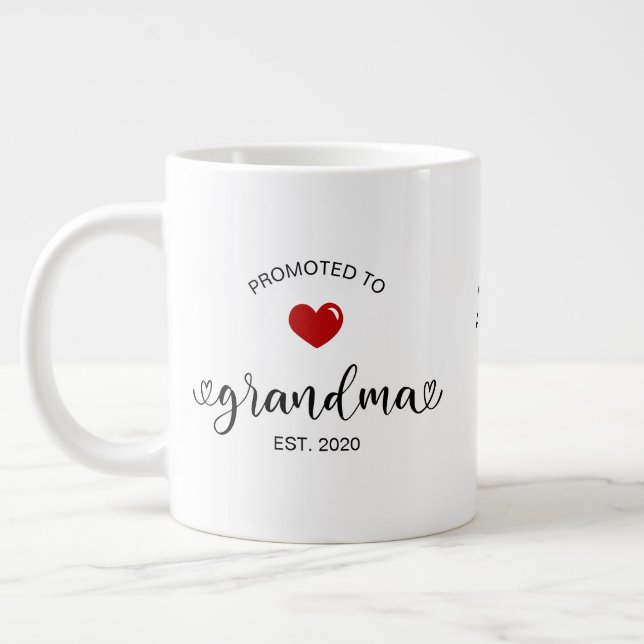 Grandma Established Promoted To Grandmother Gift Jumbo Mugg (Vänster)