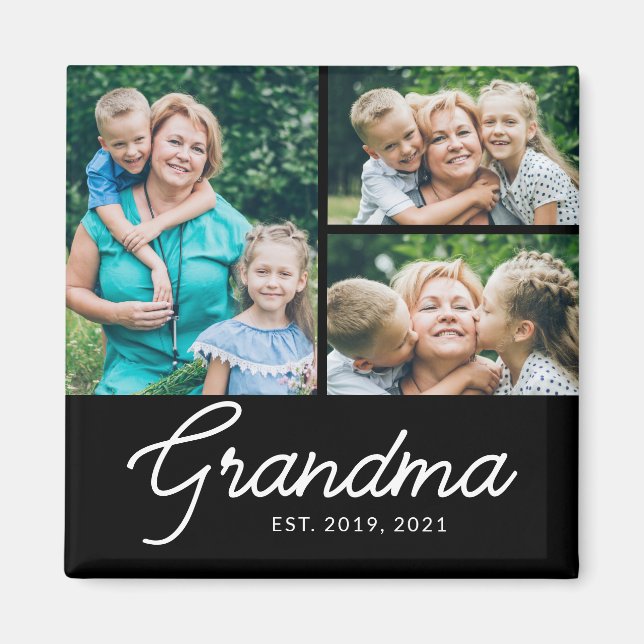 Grandma Established Script 3 Photo Magnet (Framsidan)