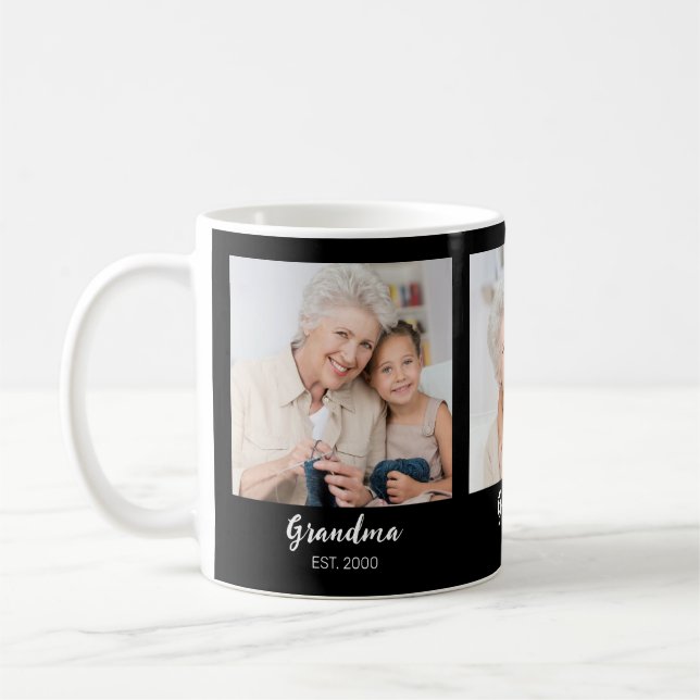 Grandma Established Script Black 3 Photo Kaffemugg (Vänster)