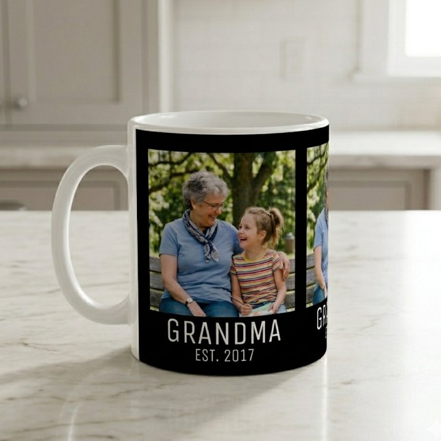 Grandma Established Script Black 3 Photo  Kaffemugg (Skapare uppladdad)