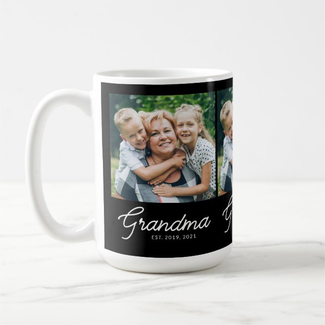 Grandma Established Script Black Photo Kaffemugg (Vänster)