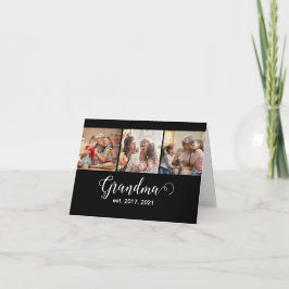 Grandma Established Script Gift 3 Photo Tack Kort