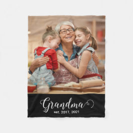 Grandma Established Script Gift Photo Fleecefilt