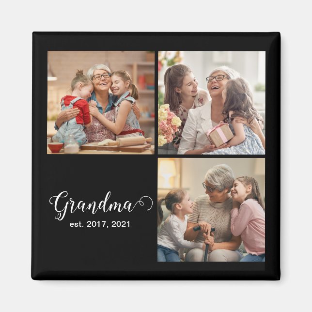 Grandma Established Script Gift Photo Magnet (Framsidan)