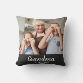 Grandma Established White Script Photo Kudde