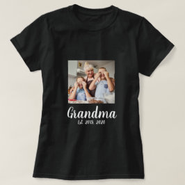 Grandma Established White Script Photo T Shirt