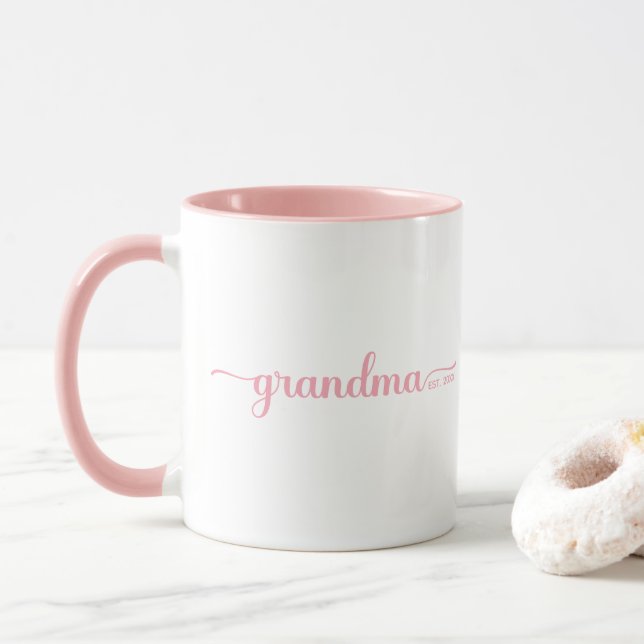 Grandma-etablerad | Två toners Rosa och vit Mugg (Med munk)