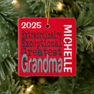 Grandma Extraordinaire-ANPASSNINGSBAR Julgransprydnad Keramik