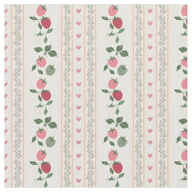 Grandma fashion sweet botanical pattern Strewberry Tyg (Närbild)