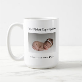 Grandma First Mors dag Nyfödd bebis Photo Kaffemugg