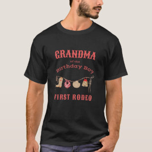 Grandma First Rodeo 1:a Birthday Cowboy Family Mat T Shirt
