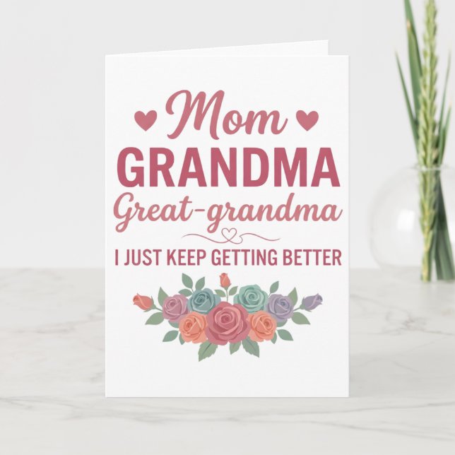 Grandma for Women Mom Grandma Great Grandma Kort (Framsida)
