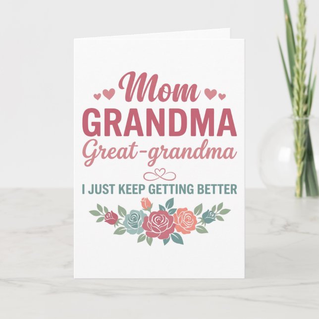 Grandma for Women Mom Grandma Great Grandma Kort (Framsida)