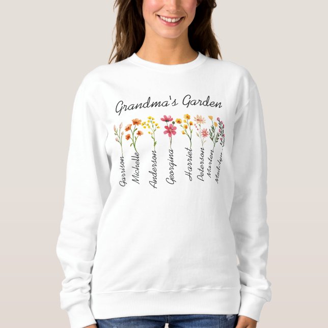 Grandma Garden Anpassningsbar Birthblommor Gift fo T Shirt (Framsida)